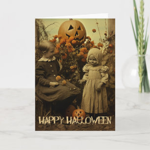 Cartes Pour Fêtes Annuelles Retro Halloween filles déplaisantes avec citrouill