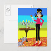 Cartes Pour Fêtes Annuelles Rétro Hanoukka et un Martini (Devant / Derrière)