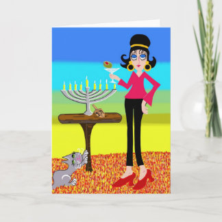 Cartes Pour Fêtes Annuelles Rétro Hanoukka et un Martini