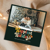 Cartes Pour Fêtes Annuelles Retro Happest Holidays Family Christmas Photo