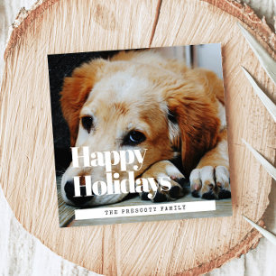 Cartes Pour Fêtes Annuelles Retro Happy Holidays Carré Family Photo