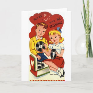 Cartes Pour Fêtes Annuelles Retro Hit Records Valentine's Day Card