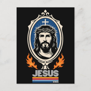 Cartes Pour Fêtes Annuelles Rétro Jésus roi chrétien