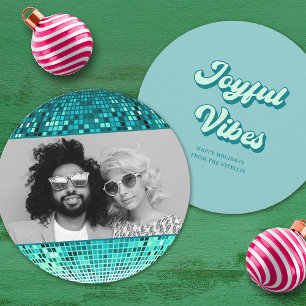 Cartes Pour Fêtes Annuelles Retro Joyeuses Vibes Disco Ball Noël Photo
