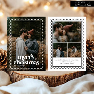 Cartes Pour Fêtes Annuelles Retro Joyeux Noël Famille de timbres Photo