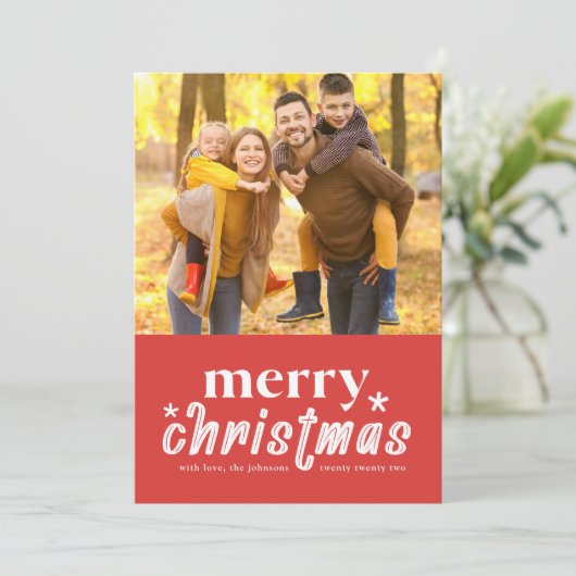 Cartes Pour Fêtes Annuelles Retro Joyeux Noël Photo (Debout devant)