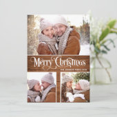 Cartes Pour Fêtes Annuelles Retro Joyeux Noël Rustique 3 PHOTO Salutation (Debout devant)