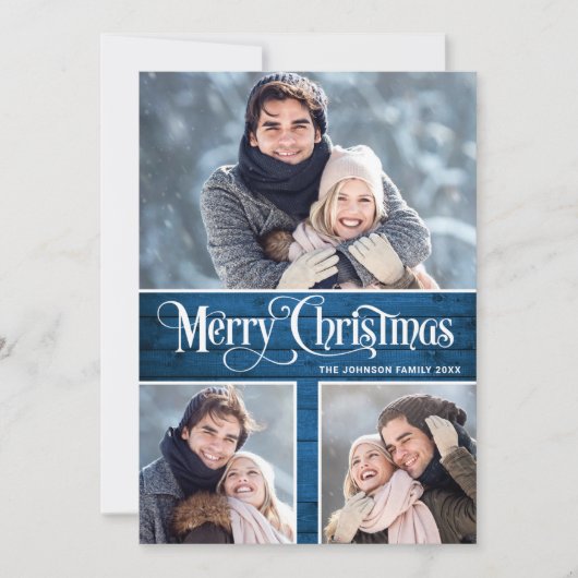 Cartes Pour Fêtes Annuelles Retro Joyeux Noël Rustique 6 PHOTO Salutation (Devant)