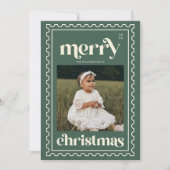 Cartes Pour Fêtes Annuelles Retro Joyeux Noël Timbre Photo Famille Vacances (Devant)