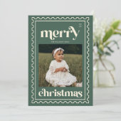 Cartes Pour Fêtes Annuelles Retro Joyeux Noël Timbre Photo Famille Vacances (Debout devant)