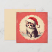 Cartes Pour Fêtes Annuelles Rétro Kitten à Santa Hat (Devant / Derrière)