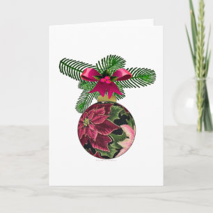 Cartes Pour Fêtes Annuelles Retro les années 50 Poinsettia Ornement Bourgogne