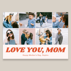 Cartes Pour Fêtes Annuelles Retro Love You Maman 12 Collage Photo Rose