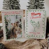 Cartes Pour Fêtes Annuelles Retro Main Drag Fun Père Noël Champagne Noël