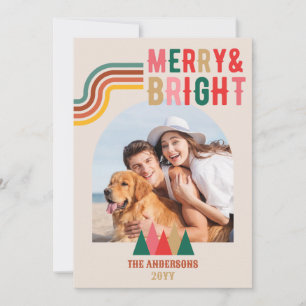 Cartes Pour Fêtes Annuelles Retro Merry Bright Arche 4 Photo Noël