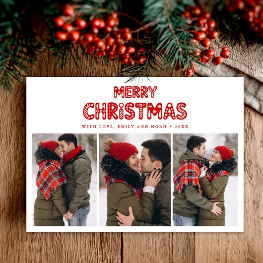 Cartes Pour Fêtes Annuelles Retro Merry Christmas Red