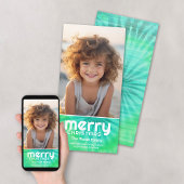 Cartes Pour Fêtes Annuelles Retro MERRY - Cravate-Dye Turquoise - 1 Photo - le