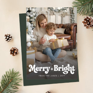Cartes Pour Fêtes Annuelles Retro Merry et Bright Christmas Photo