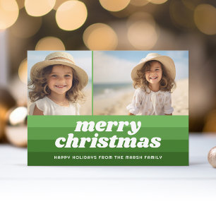 Cartes Pour Fêtes Annuelles Retro Merry Line Art Green - 2 Photo - les années