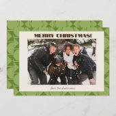 Cartes Pour Fêtes Annuelles Retro Mid moderne vert image géométrique Noël (Devant / Derrière)