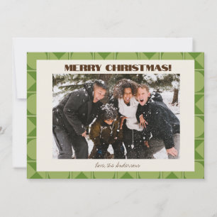Cartes Pour Fêtes Annuelles Retro Mid moderne vert image géométrique Noël