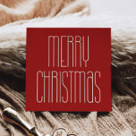 Cartes Pour Fêtes Annuelles Rétro minimaliste Joyeux Noël Carré rouge<br><div class="desc">Joyeuse carte de Noël : une typographie d'inspiration art déco rétro pour un design minimaliste avec une forme carré originale.</div>
