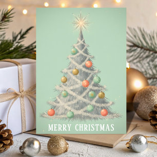 Cartes Pour Fêtes Annuelles Rétro Noël Brillant Arbre Paillettes