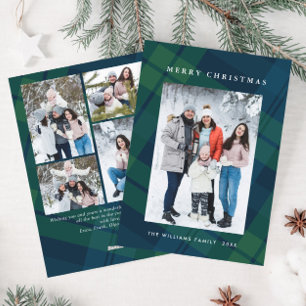 Cartes Pour Fêtes Annuelles Retro Noël Plaid 5 Photo Grey