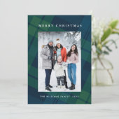 Cartes Pour Fêtes Annuelles Retro Noël Plaid 5 Photo Grey (Debout devant)