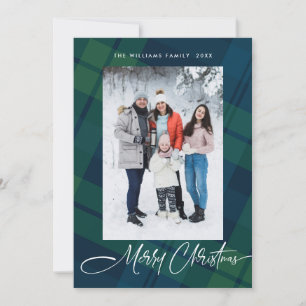 Cartes Pour Fêtes Annuelles Retro Noël Plaid 5 Photo Grey