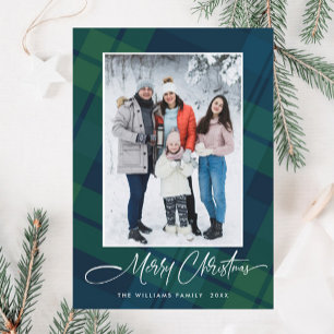 Cartes Pour Fêtes Annuelles Rétro Noël Plaid Un Accueil Photo