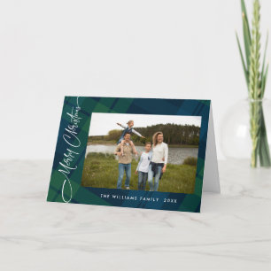 Cartes Pour Fêtes Annuelles Rétro Noël Plaid Un Accueil Photo