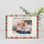 Cartes Pour Fêtes Annuelles Retro Noël rouge et vert Plaid Family Photo (Debout devant)