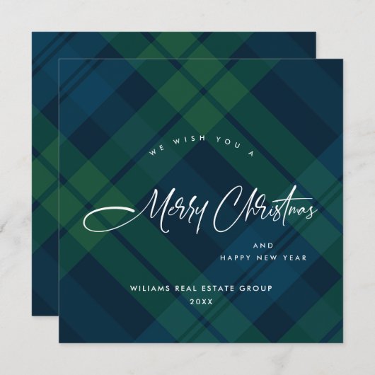 Cartes Pour Fêtes Annuelles Rétro Noël Tartan Plaid Accueil d'entreprise (Devant / Derrière)