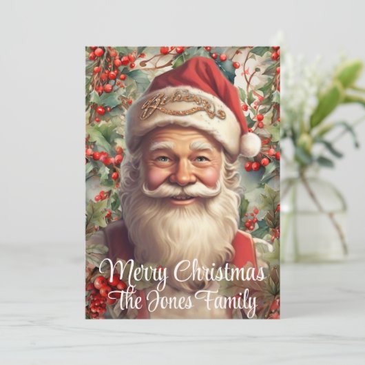 Cartes Pour Fêtes Annuelles Retro NoëlPère Noël  (Debout devant)