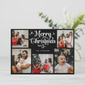 Cartes Pour Fêtes Annuelles Retro Noir et blanc Joyeux Noël Photo de famille (Debout devant)