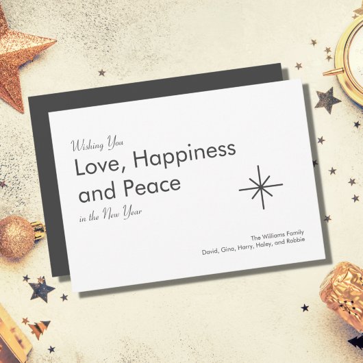 Cartes Pour Fêtes Annuelles Retro Nouvel An 2024 Elégant gris blanc