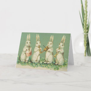 Cartes Pour Fêtes Annuelles Rétro orchestre vintage de lapins de lapin de