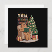 Cartes Pour Fêtes Annuelles Retro pain d'épices Lecture Livres de Noël Enseign (Devant / Derrière)
