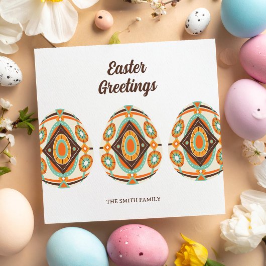 Cartes Pour Fêtes Annuelles Retro Painted Easter Egg 