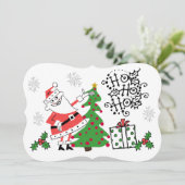 Cartes Pour Fêtes Annuelles Retro Père Noël Ho Ho Ho Ho Vacances (Debout devant)