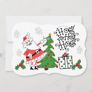 Cartes Pour Fêtes Annuelles Retro Père Noël Ho Ho Ho Ho Vacances