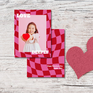 Cartes Pour Fêtes Annuelles Retro Pink photo d'amour enfants Saint Valentin