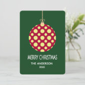 Cartes Pour Fêtes Annuelles Retro Polka Dot Christmas Ornament Holiday Card (Debout devant)