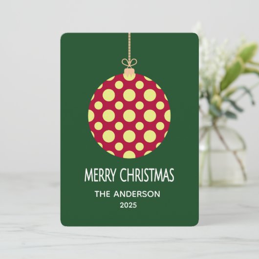 Cartes Pour Fêtes Annuelles Retro Polka Dot Christmas Ornament Holiday Card (Debout devant)