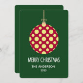Cartes Pour Fêtes Annuelles Retro Polka Dot Christmas Ornament Holiday Card (Devant / Derrière)