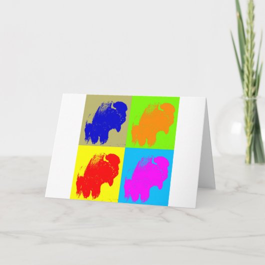Cartes Pour Fêtes Annuelles Retro Pop Art Bison Buffalo (Devant)