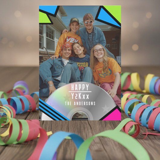 Cartes Pour Fêtes Annuelles Retro Pop Art Photo Y2K Vibe New Year Card