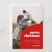 Cartes Pour Fêtes Annuelles Retro Red Arch Design Joyeux Noël Photo (Devant)