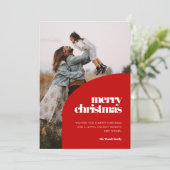 Cartes Pour Fêtes Annuelles Retro Red Arch Design Joyeux Noël Photo (Debout devant)